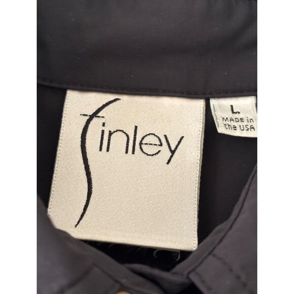 Finley Black Poplin Swing Shirt Dress Womens L Button Down Front Sleeveless - Picture 5 of 11